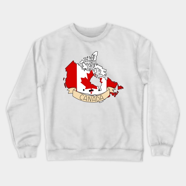 Kawaii Canada Flag Map Crewneck Sweatshirt by Sofia Sava